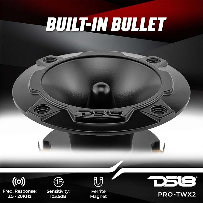 DS18 PRO-TWX2 3.78" Super Bullet Tweeter with 1" Aluminum Voice Coil 240 Watts 4 Ohms (2 Speakers Included)