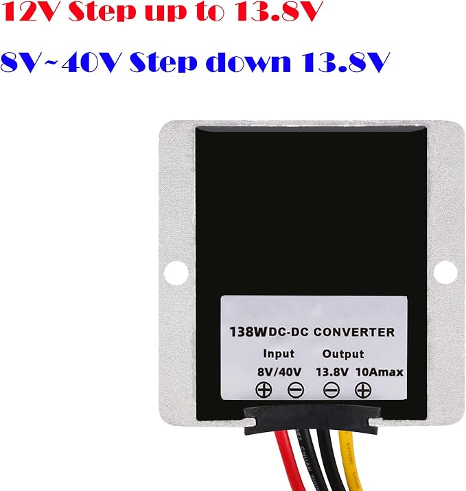 DC/DC 8V-40V Step Up Step Down to 13.8V 10A 138W, Boost Converter Voltage Regulator, Power Adapter Voltage Booster, Reducer Waterproof Module Transformer for Golf Cart Club Car Truck Vehicle