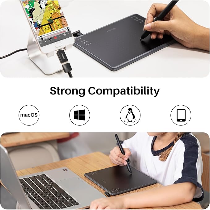 HUION Inspiroy H430P Drawing Tablet 4.8x3 Graphic Tablet with Battery-Free Stylus 4 Hot Keys, Art Tablet for Drawing, Writing, Design, Teaching, Work with Mac, PC, Linux & Mobile