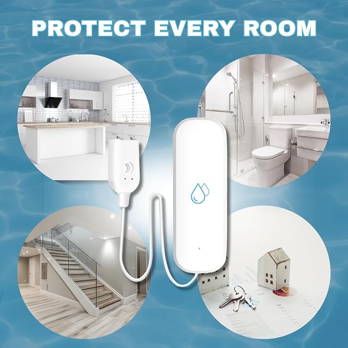 Water Pal Smart WiFi Water Leak Detector, Battery-Powered Leak Sensor with SMS and Email Alerts, No Hub or Subscription Required, Probe for Basement, Laundry, Sink, Water Heater