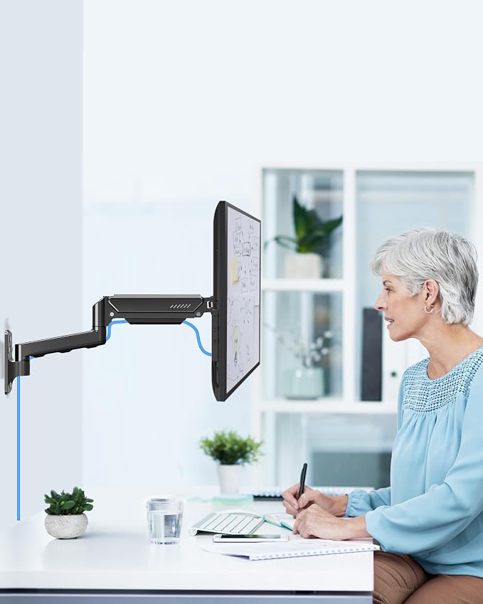 MOUNTUP Single Monitor Wall Mount for Max 32 Inch Computer Screen, Fully Adjustable Monitor Arm, Wall Mount Monitors Holder Support 4.4-19.8lbs Display, VESA Bracket Fit 75x75mm, 100x100mm (Pack of 2)