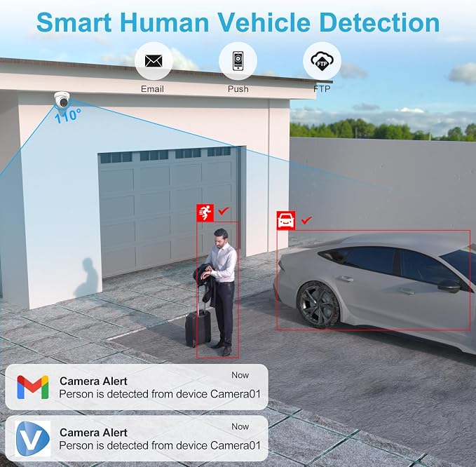 Anpviz 4K 8MP PoE Camera, Full Metal Turret Security IP Camera Outdoor Wired, AI Human Vehicle Detection, 100FT Smart Dual Light Color Night Vision, Built-in Mic, NDAA, IPC-D3B83W-S (U Series)