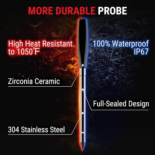 TempSpike 600 ft Wireless Meat Thermometer with Ultra-Thinner Probe, Bluetooth Meat Thermometer with Standalone LCD Booster for BBQ Grill Smoker Rotisserie Sous Vide