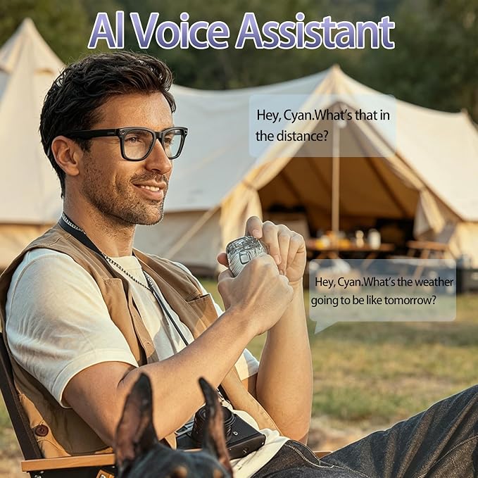 AI Smart Glasses with Camera 8MP HD Camera Glasses for Men Women 1080P Video Recording Sunglasses Real-time Translation, Open-Ear Audio for Travel, Meetings & Vlogging