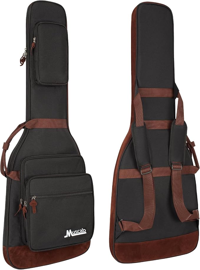 Electric Guitar Bag 0.5 Inch Padding Electric Guitar Case, Electric Guitar Gig Bag Backpack with Neck Strap and 4 Pockets, Black