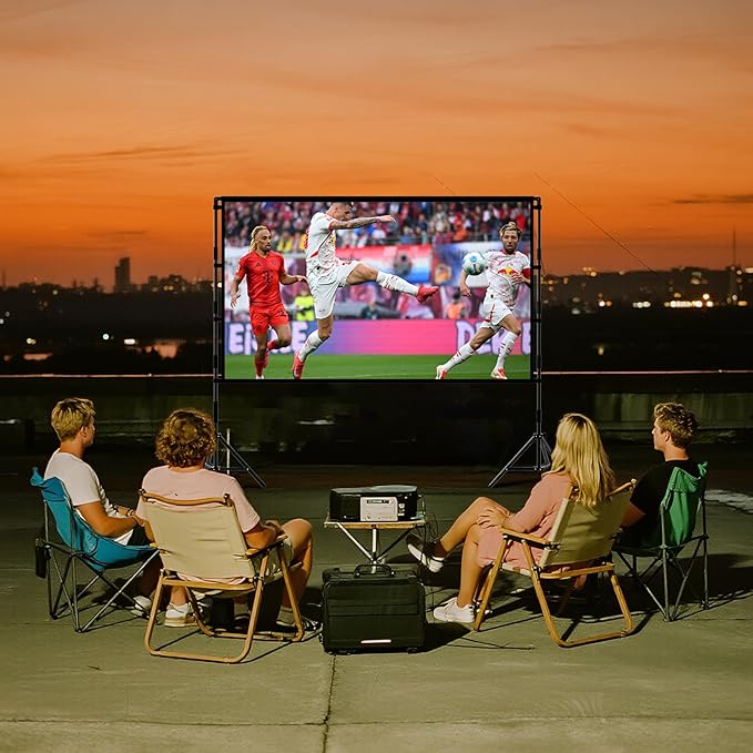 TOWOND Projector Screen with Stand, 84 inch Outdoor Projector Screen Portable Indoor Projection Screen 16:9 4K Rear Front Movie Screen with Carry Bag for Home Backyard Theater 84 inch