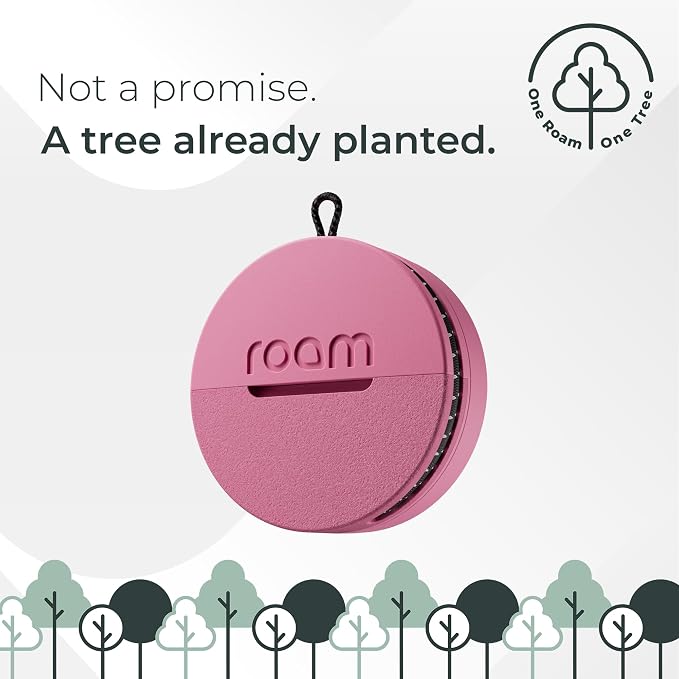 ROAM SMART TRACKER - Bluetooth Tracker & Item Locator for Keys, Luggage, Kid & Pet Gear, (iOS, Android), No App or Subscription, Fast Setup, Waterproof, 1-Pack, Pink