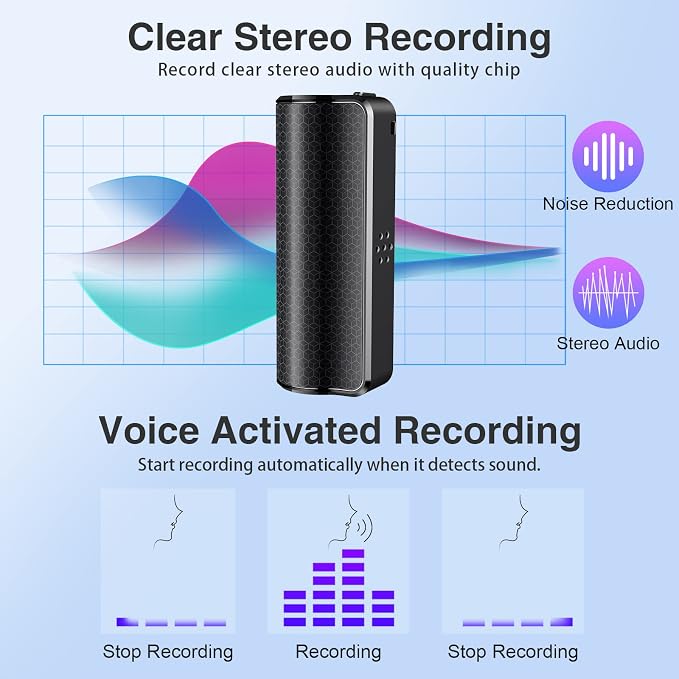32GB Long Hours Voice Recorder, Voice Recorder with 2000 Hours Capacity, 500 Hours Continuous Recording, Digital Voice Recorder
