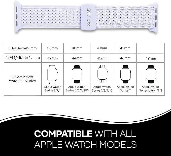 Solace Sport Adapt Bands - Apple Watch Bands, Breathable Nylon with Magnetic Clasp, Unisex Smart Watch Band, Apple Watch Strap
