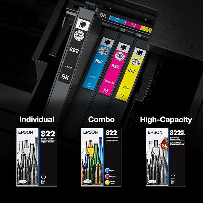 EPSON 822 DURABrite Ultra Ink Standard Capacity Black & Color Cartridge Combo Pack (T822120-BCS) Works with WorkForce Pro WF-3820,3823, 4820, 4830, 4833, 4834