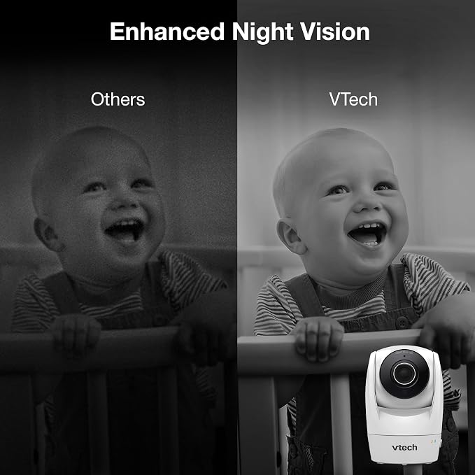 VTech Smart WiFi Baby Monitor – See Your Baby at Home or from Anywhere, Free App, 1080p Camera, 5" Screen, Pan-Tilt-Zoom, Night Vision, Two-Way Talk | VM901