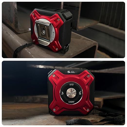 2 in 1 Laser Tape Measure with Level | 131ft/40M Laser Distance Meter Display On Backlit LCD Screen with 16ft/5m AutoLock Measuring Tape | Ft/Inch/Fractions/M/mm (Red 2in1 Laser)