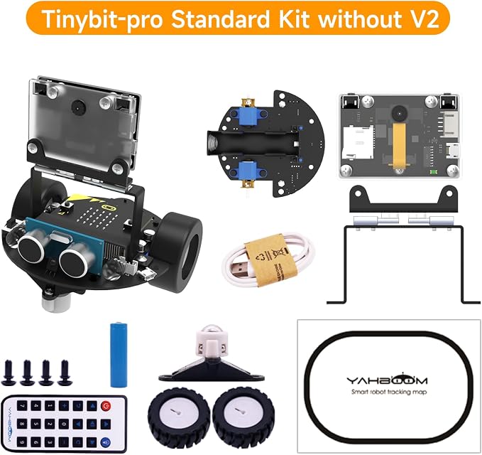 Yahboom Micro bit Smart Robot Car Tinybit Pro AI Visual Recognition Graphical Cooding Line Tracking Ultrasonic Sensor IR APP Control