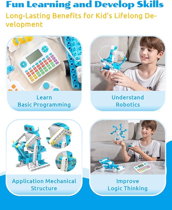 WhalesBot D3 Pro 12-in-1 STEM Wecode Pad Coding Robot Kit for Kids, 388-Piece Educational Building Set with Interactive Storytelling, Ideal Toy for Boys & Girls Ages 6-8