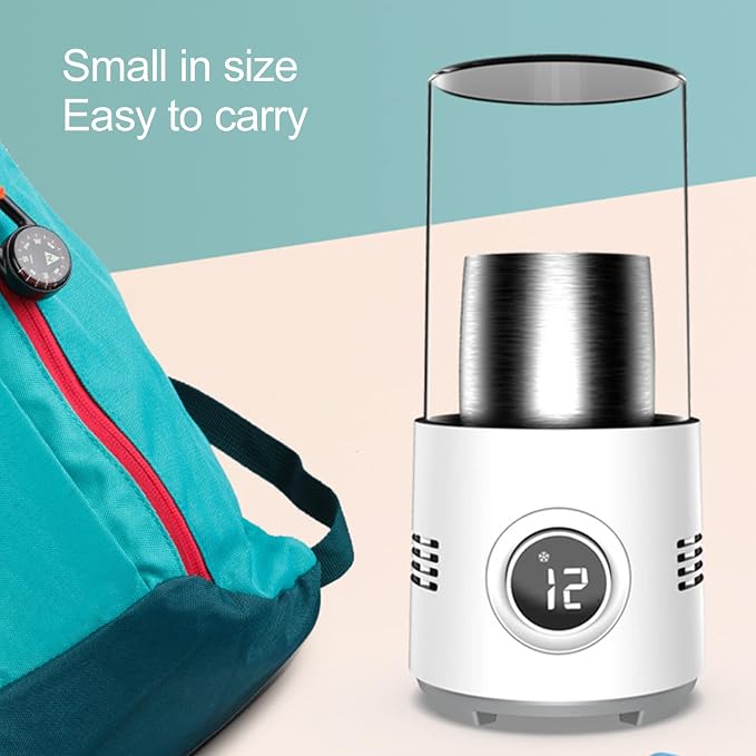 Cool and Cup, 2 in 1 Portable Beverage Drink Cooler Warmer, 2C - 60C Fast Cooling Heating, Lightweight Aluminum Alloy Cup for Parties /Offices /Travel, One Key to Start
