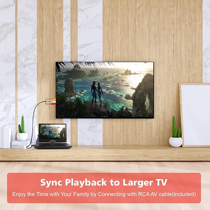16.9" Portable DVD Player with 14.1" Large HD Screen,High Volume Speaker,4-6 Hours Built-in Rechargeable Battery,Support USB/SD Card/Sync TV and Multiple Disc Formats,Region Free,Remote Control,Black