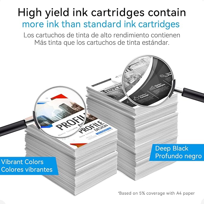 High Yield 68e Ink Cartridge Compatible for HP 68 68e Ink Cartridges Black/Color Combo Pack Compatible for Envy 6155e 6555e 6100e 6500e 6152e 6100 6500 6155 6555 Series Printer (Upgraded Chip 2-Pack)