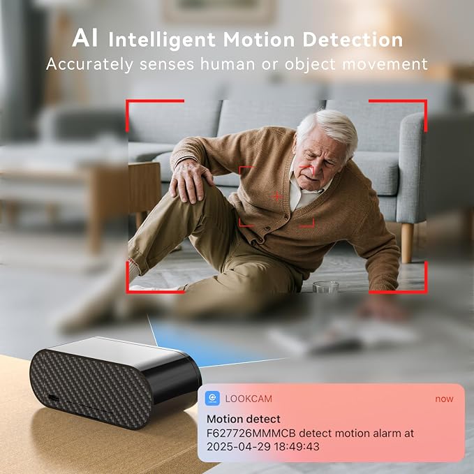 Wireless WiFi Security Camera, Nanny Cam for Home, Indoor Camera with Clock with App Control, AI Motion Detection, Loop Recording, Night Vision, Local & Cloud Storage, Easy to Use