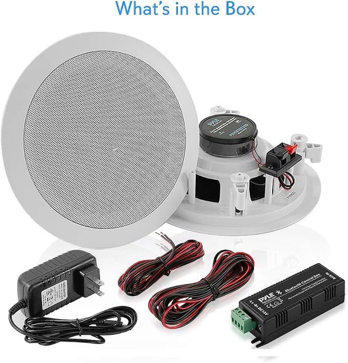 Pyle 5.25” Pair Bluetooth Flush Mount In-wall In-ceiling 2-Way Speaker System Quick Connections Changeable Round/Square Grill Polypropylene Cone & Polymer Tweeter Stereo Sound 150 Watt (PDICBT552RD)