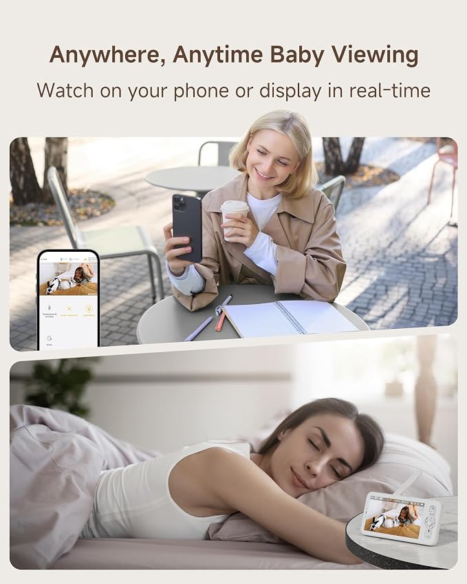 ARENTI WiFi Baby Camera Monitor B2 Kit 2026 Upgraded, 5-inch Wireless Display, Smartphone App, Encrypted Connection, Lullaby, Super Night Vision, Auto Tracking, Temp Sensor, Support Local Storage