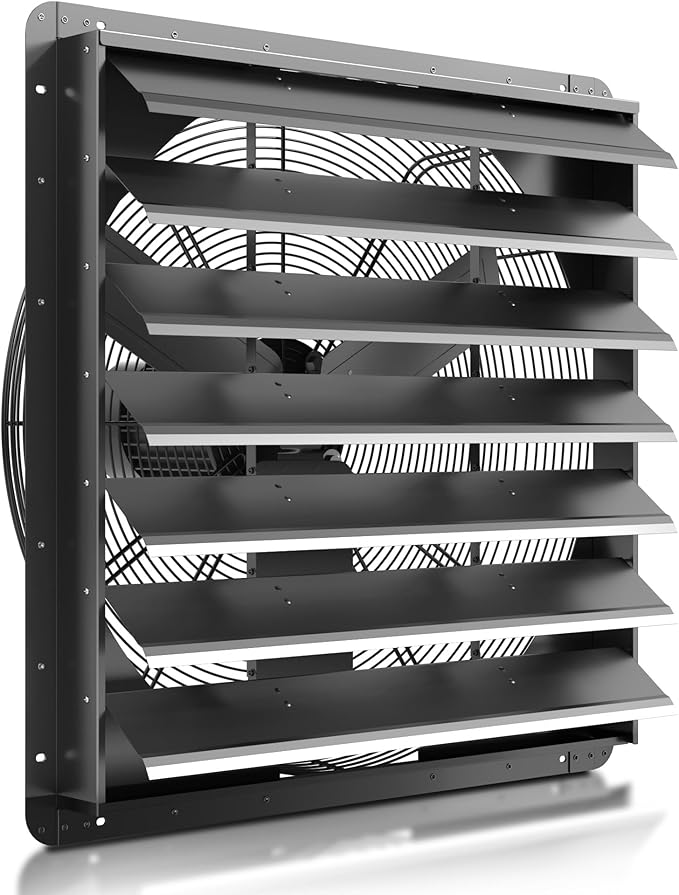 30 Inch Shutter Exhaust Fan, Aluminum Wall Mounted Exhaust Fan,9451 CFM High Speed Automatic Louvered Vent Fan for Greenhouse, Factory,Shop,Garage, ETL Listed