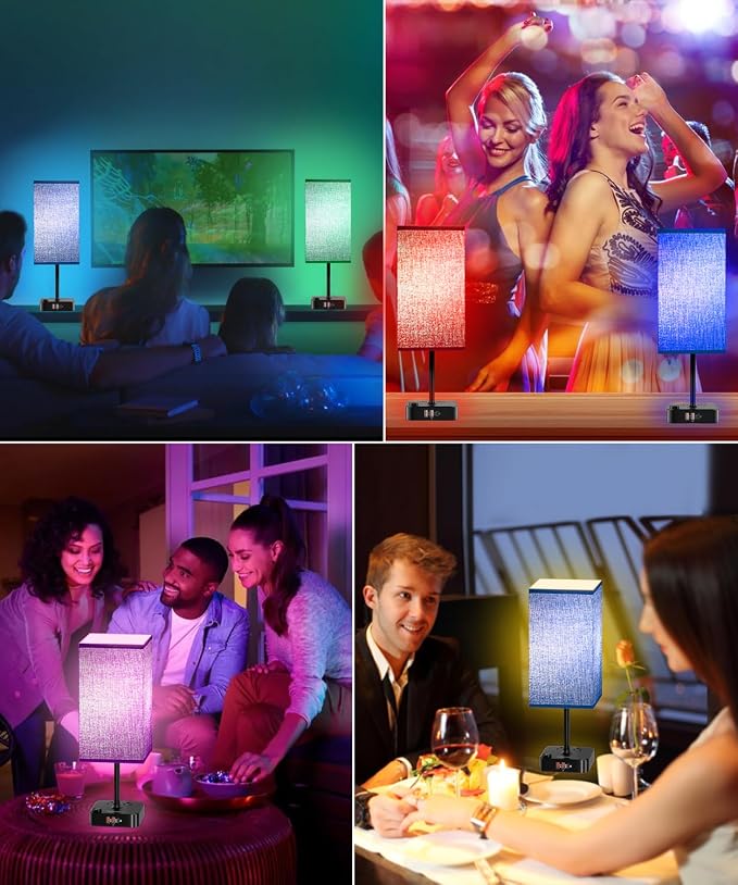 Smart Mood Lighting RGB Color Changing Desk Lamp w/16 Million Hues,Stepless Dimmable Warm-Cool White + Music Sync | Touch & App Control Bedside Nightstand Light for Gaming,Home Office,Bedtime Routines