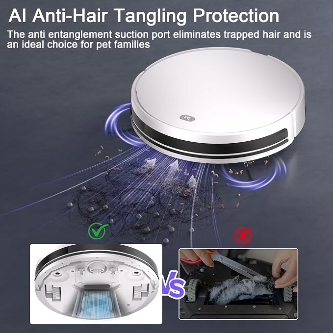 Robot Vacuum and Mop Combo,5500Pa Strong Suction,Anti-Tangle Brushless Inlet 2 in 1 Super Thin Robotic Vacuum with App/Remote/Voice Control, Self-Charging,for Pet Hair, Hard Floor, Low-Pile Carpet