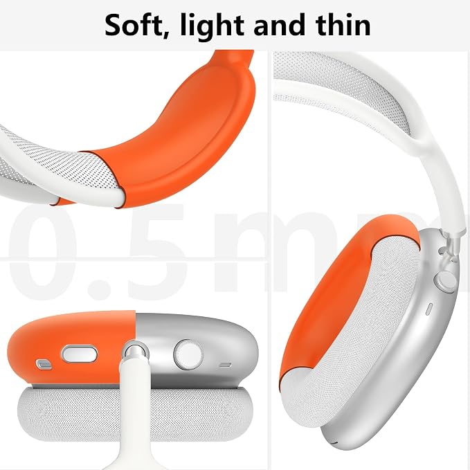 Silicone Case Cover for AirPods Max Headphones,Ear Pad Case Cover/Ear Cups Cover/Headband Cover for AirPods Max 2/1 (2026/2024/2020)(USB-C/Lightning),Silicone Accessories for Apple AirPod Max 2,Orange