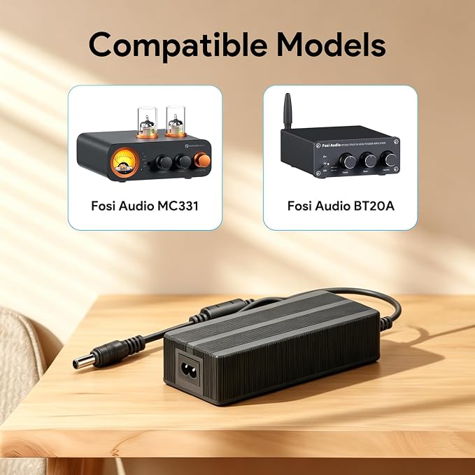 TAIFU 24V 5A AC Adapter Charger Compatible with Fosi Audio MC331 HiFi Made Fun Tube Integrated Amp Amplifier DAC 2 Channel Home Audio DC 24V Replacement Power Supply Charger Cable Cord