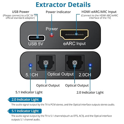 AUTOUTLET HDMI eARC/ARC to Dual Optical Audio Adapter, HDMI ARC to Optical Converter with 2 Toslink SPDIF Outputs for TV Soundbar Wireless Headphones, 192kHz, Dolby DTS 5.1