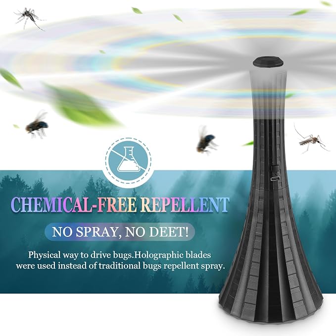 Fly Fans for Tables Rechargeable, Flies Fan USB, Fly Repellent Outdoor Patio to Keep Bugs Away by Soft Blades, Food Fans for Camping, Picnic, Fishing, 6PCS