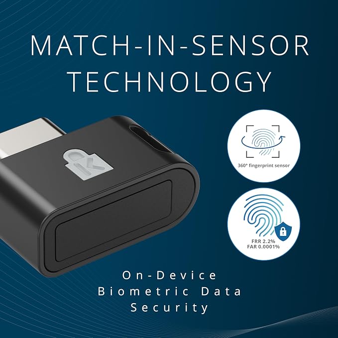 VeriMark™ IT 2.0 USB-C® Fingerprint Key - Windows Hello & Windows Hello for Business, 360° Fingerprint Reader, Password-Free Login K64705WW