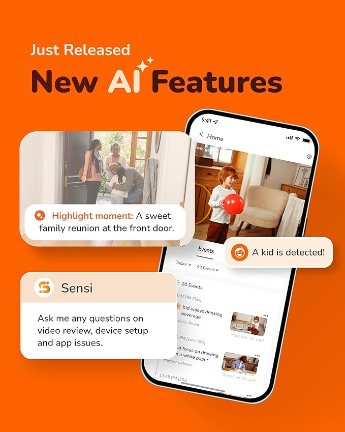 SensForge 2.5K Pan-Tilt Security Camera, 360° Dual-Band WiFi Camera for Home, Free AI Human & Pet Detection, 2-Day Cloud + 64GB SD Storage, Two-Way Talk, Optional AI + Storage Upgrade (1, Black)