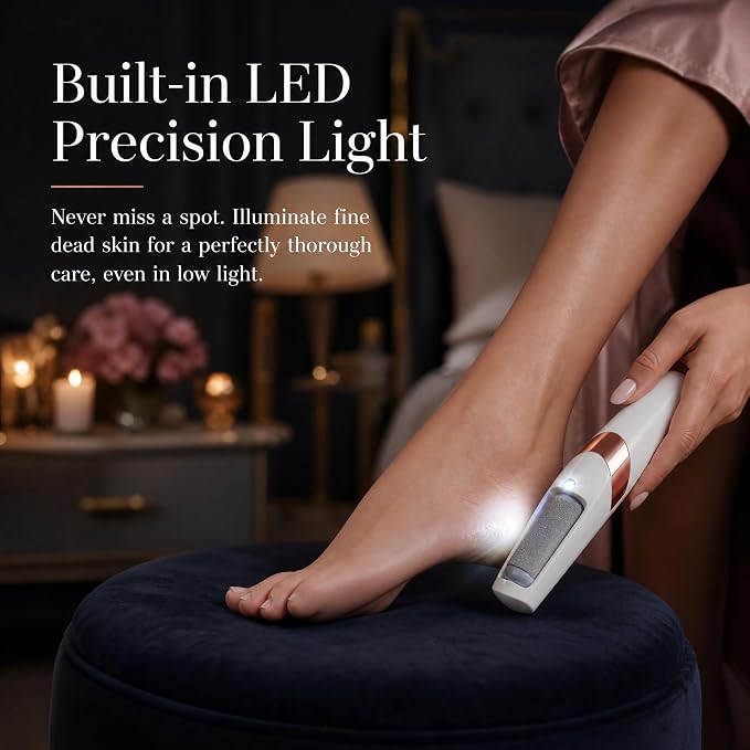 Electric Foot File and Callus Remover,12 in 1 Pedicure Kit Dual Roller Heads 2 SpeedsProfessional Pedicure Tools for Dry, Calluses, Dead, Cracked, Hard Skin, Home Spa Care(White)