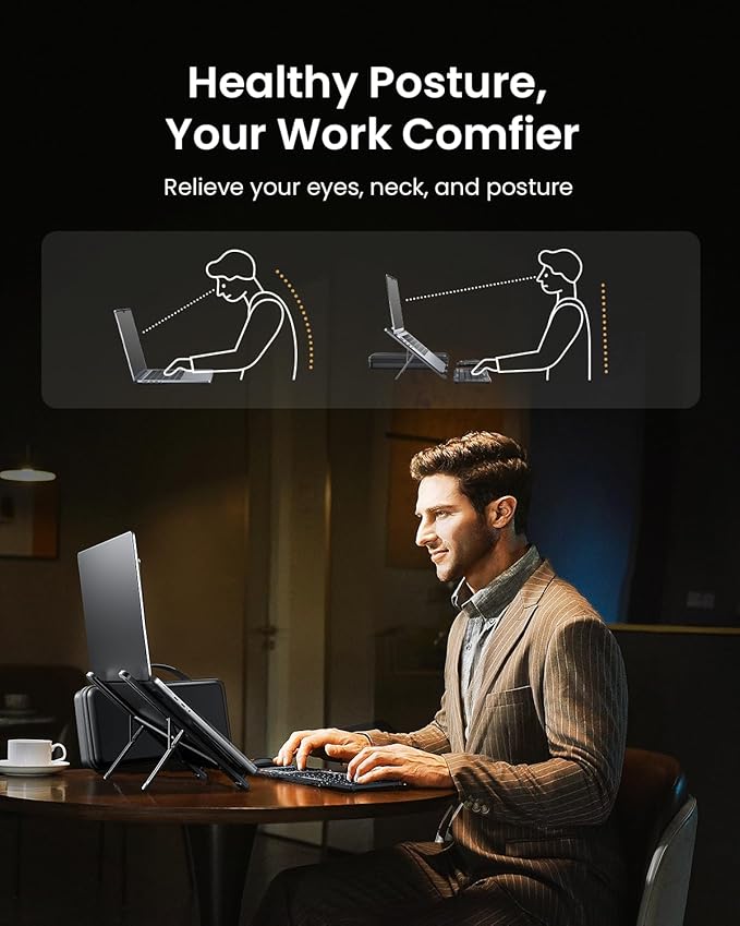 ProtoArc XKM01 CaseUp Foldable Bluetooth Keyboard Mouse Combo | Portable with Laptop Stand, Mobile Work Solution for On-the-Go, Compatible with Laptop PC Macbook, Windows Mac OS
