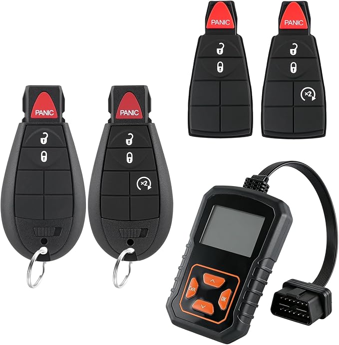 Key Fob FOBIK Kit Replacement GQ4-53T for 2013 2014 2015 2016 2017 Dodge Ram 1500 2500 3500 Keyless Entry Remote Control Key with DIY At Home Easy OBD Tool