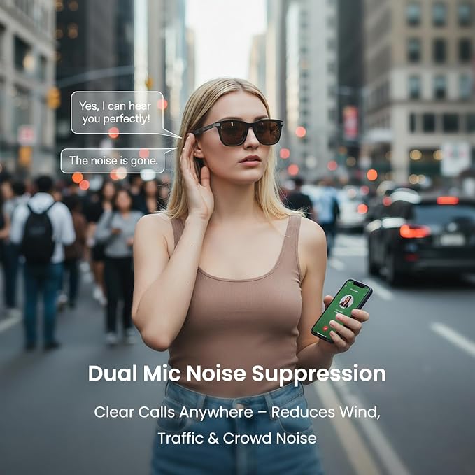 DPVR G2 Smart Glasses Bluetooth Sunglasses with Speakers – Touch Control Bluetooth Glasses for Men & Women, UV400, IPX4
