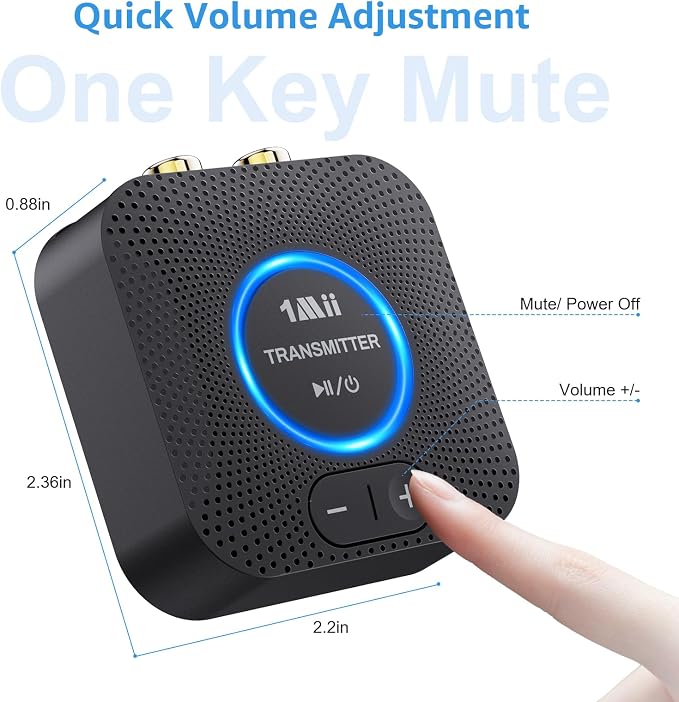 1Mii 2.4GHz (1 TX+2 RX) Wireless Audio Transmitter Receiver Set for TV, 25ms Low Latency RCA AUX Wireless Audio Adapter Kit for Projector/PC/Home Stereo/Powered Speaker/Amplifier/Soundbar