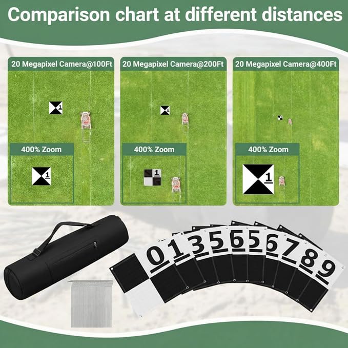 10 Pcs Drone Ground Control Point GCP, 50 Pcs Metal Fixing Stakes with Storage Bag, UAV Aerial Target for Mapping & Surveying, Black/White Markers(Diagonal Numbered Plaid)