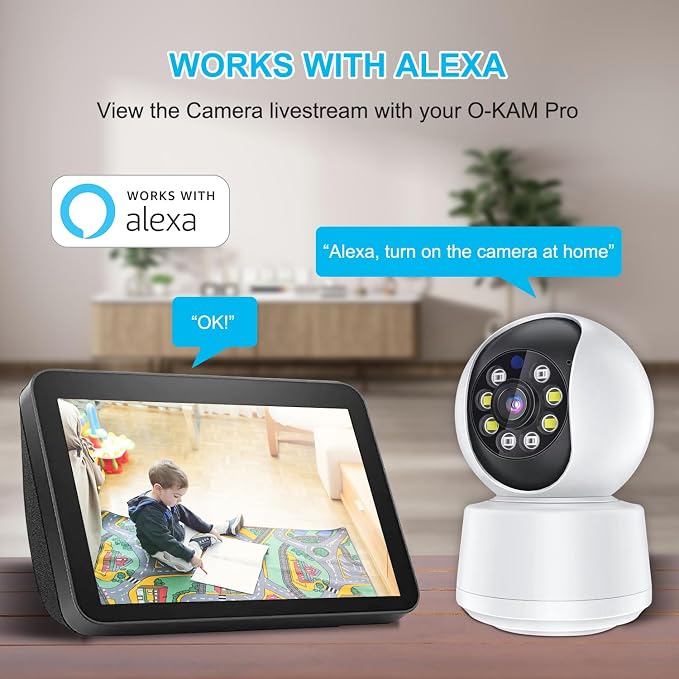 EVERSECU HD 2K 3.0MP WiFi Home Security Camera, 2.4G&5G WiFi Dog Camera, Humanoid Auto Tracking, 2 Way Audio, Night Vision, Compatible with Alexa, Baby Monitor Elder Pet Camera