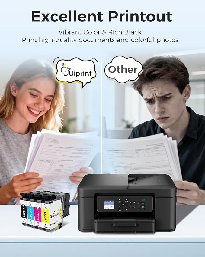 LC501 Ink Cartridges Replacment for Brother LC501XL LC501 Series Inks Compatible with Brother MFC-J1360DW MFC-J1410DW MFC-J1260W Printer, LC5014PK High Yield (Black, Cyan, Magenta, Yellow)