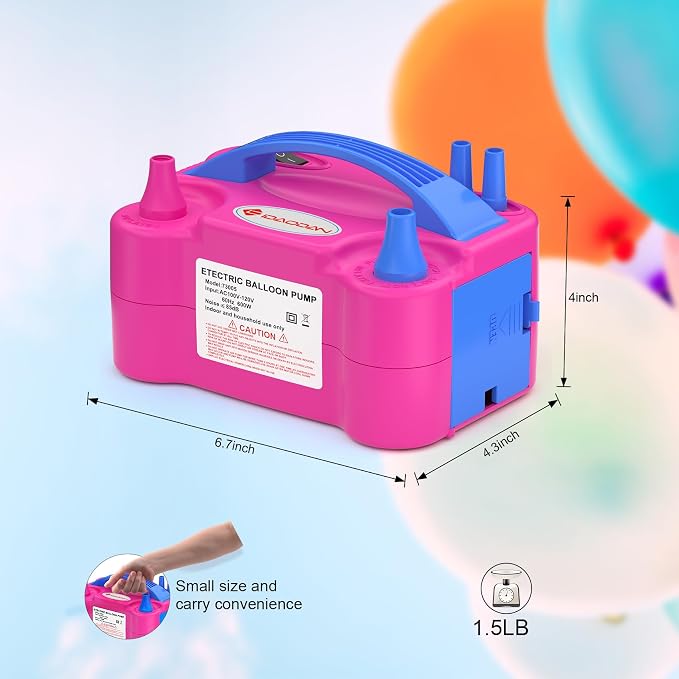 ID IDAODAN 4-in-1 Electric Balloon Pump with Triple Nozzles, Dual Motor Balloon Inflator & Deflator for Latex, Foil & 260Q Balloons