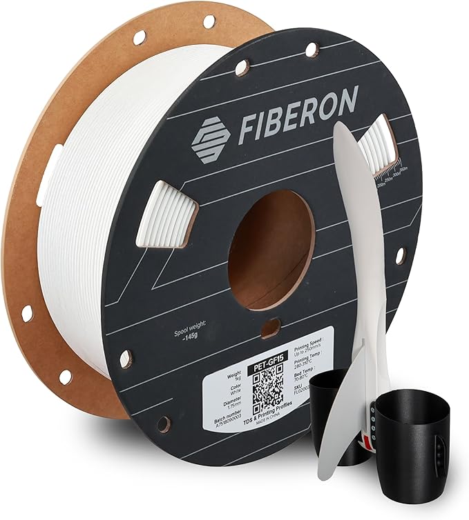 Polymaker Fiberon White PET-GF15 3D Printer Filament 1.75mm 1KG, 15% Glass Fiber Reinforced, High Strength & Heat Resistance, Ideal for Automotive, Industrial & Functional Parts, AMS Compatible