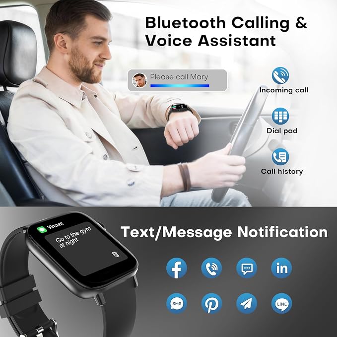 Fitness Trackers Watch with 24/7 Heart Rate Monitor, Activity Tracker with Pedometer, Calorie & Step Counter, Sleep Monitor - IP68 Waterproof Smart Watches for Women Men, Android & iPhone