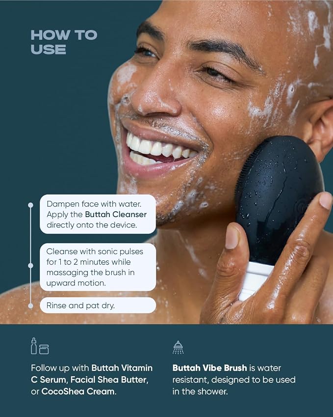 Buttah Skin by Dorion Renaud Buttah Vibe Cleansing Brush with Stand – New & Improved Technology for Deep Cleansing & Gentle Exfoliation - Sonic Pulsating Face Brush - 2-Speed for Men & Women