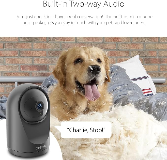 D-Link Pro Series Compact Full HD Pan & Tilt Wi-Fi Camera w/ 360 Degree View, Full HD 1080p Resolution, Sound & Motion Detection, 2-Way Audio, Cloud & Local Recording, Night Vision (DCS-6500LHV2)