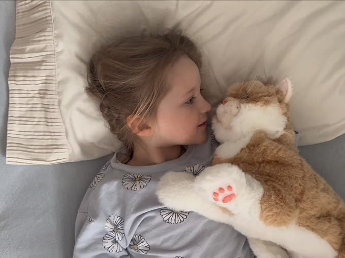 Chongker 24.8" Interactive Robot Cat Plush Realistic Stuffed Animals, Companion Robotic Cat with Meow Purring Heartbeat, Eye Mouth Ear Movement, Kitten Electronic Kitty Toy for Seniors