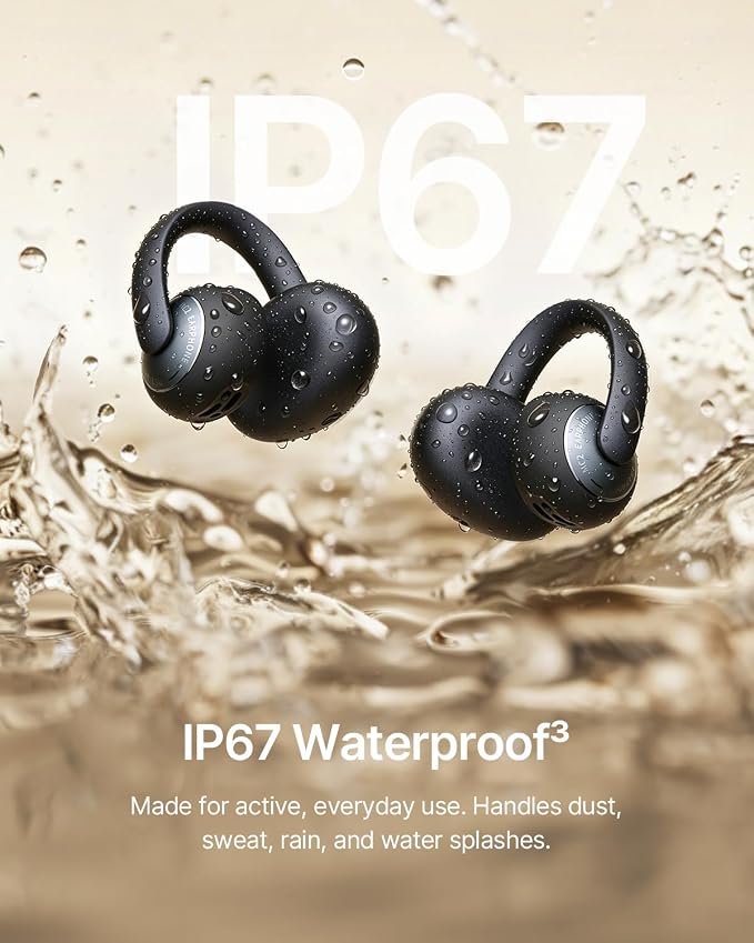Baseus Bowie MC2 Open Ear Clip On Earbuds, CloudComfort 2.0 Wrap-Around Design, LDAC Hi-Res Audio, Bluetooth 6.0, 55H Playtime, 4-Mic AI Clear Call, IP67 Waterproof for Running Gym Workouts