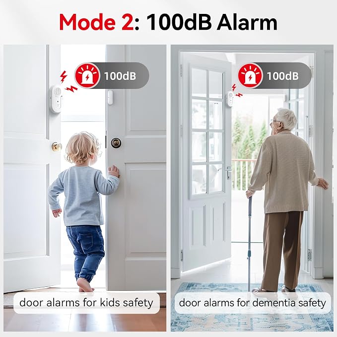 Sanjie Door Window Alarms - 5 Pack,125dB,Volume Control,Window Door Open Alarm Sensors for Kids Safety/Dementia/Pool,Wireless Sensors Keep Your Home Security,Easy to Install,Long Battery Life