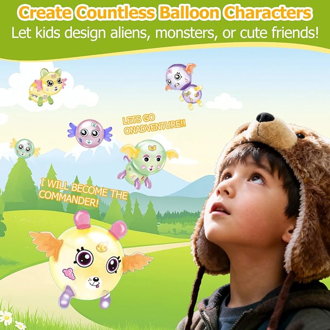 Magical Toy Gifts for Kids | Bear Pump Balloon Craft Kit with, Creative DIY Art Toys for Ages 3+, Fun Birthday & Holiday Party Supplies for Girls Boys